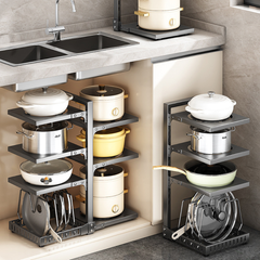 Adjustable 7-Tier Heavy-Duty Pot and Pan Organizer Rack