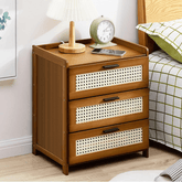 Bamboo Wood Storage Organizer with Imitation Rattan Cabinet (42cm)