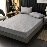 Feather Touch Quilted Bed Sheets With 2-Pillow Covers (Grey)
