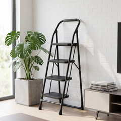 Folding Steel Step Stool with Anti-Slip Pedals