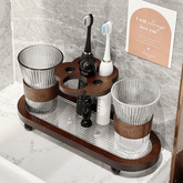 Antique Style Bathroom Toothbrush Storage Tray With Glasses