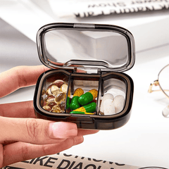 Compact Triple-Sealed Adjustable 3-Grid Mini Pill Organizer Box(Pack of 1)