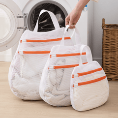 Durable Polyester Laundry Bag with Double Zipper Closure(Set of 3)