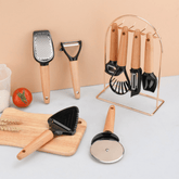 8-Piece Stainless Steel Kitchen Gadget Set with Stand