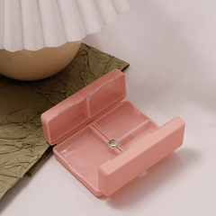 Folding Magnetic Compact Weekly Pill Organizer Box(Pink)