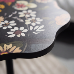 Adjustable Height Metal Floral Design Side Table