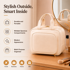 Double Layer Makeup Organizer Case With Multiple Compartments