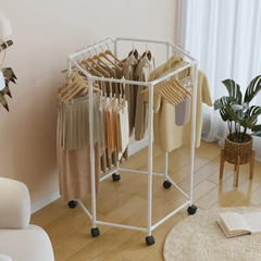 360° Rotating Hexagonal Carbon Steel Hanging Clothes Rack