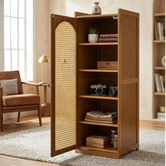 Compact Bamboo Shoe Storage Cabinet With Enclosed Side Panels