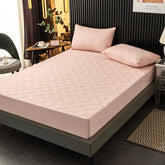 Feather Touch Quilted Bed Sheets With 2-Pillow Covers (Pink)