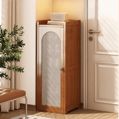 Compact Bamboo Shoe Storage Cabinet With Enclosed Side Panels