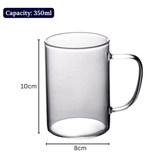 350ml Transparent Borosilicate Glass Mug with Handle