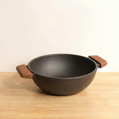 Classic Cast Iron Cooking Kadai with Silicone Grip(24cm)
