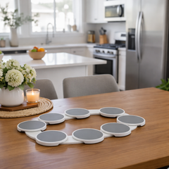 360° Rotating Dining Table Serving Tray with Sliding Rail