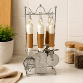 7-Piece Kitchen Tool Set with Crown Stand & Wooden Handles