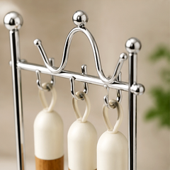 7-Piece Kitchen Tool Set with Crown Stand & Wooden Handles