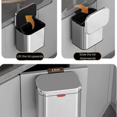 Dual-Open Stainless Steel Wall-Mounted Kitchen Trash Can