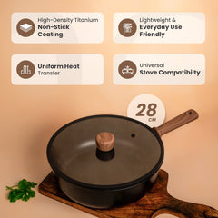 Durable Aluminum Alloy Titanium Fry Wok with Non-Stick Surface (28cm)