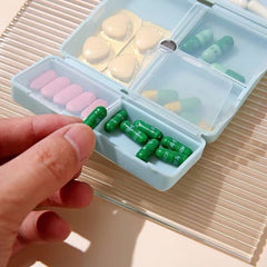 Folding Magnetic Compact Weekly Pill Organizer Box(Blue)