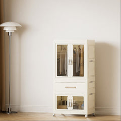 Foldable Storage Wardrobe with 1 Cabinet & 1 Drawer