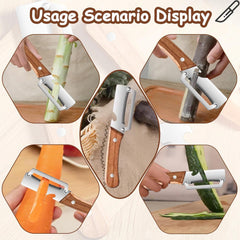 2-in-1 Stainless Steel Kitchen Peeler with Wooden Handle