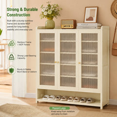 Dust-Proof Bamboo Shoe Storage Cabinet with Doors