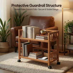 Floor-Standing Bookshelf Storage Rack with Wheels