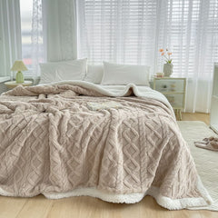 Double-Sided Plush Taffeta and Lamb Velvet Blanket
