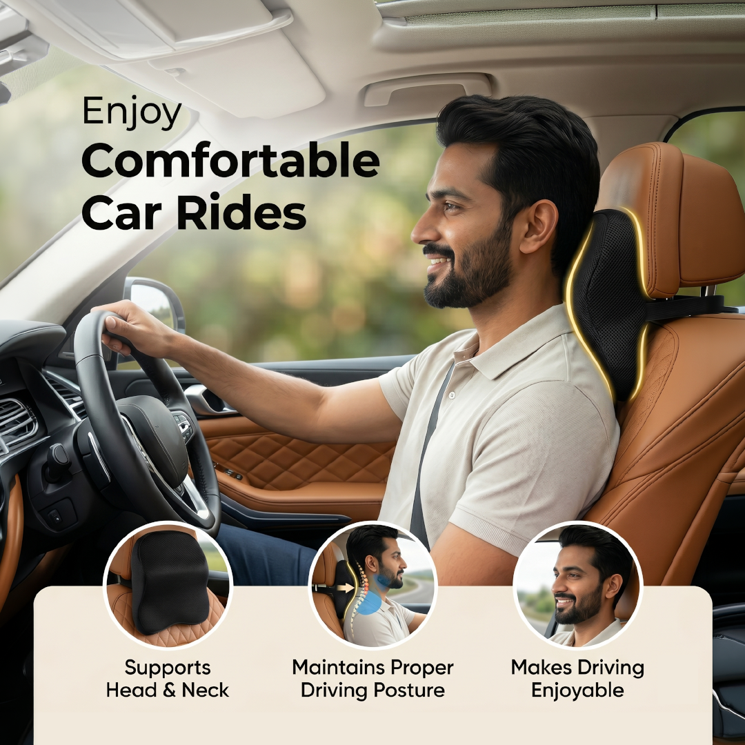 3-in-1 Memory Foam Car Neck Rest Support Cushion