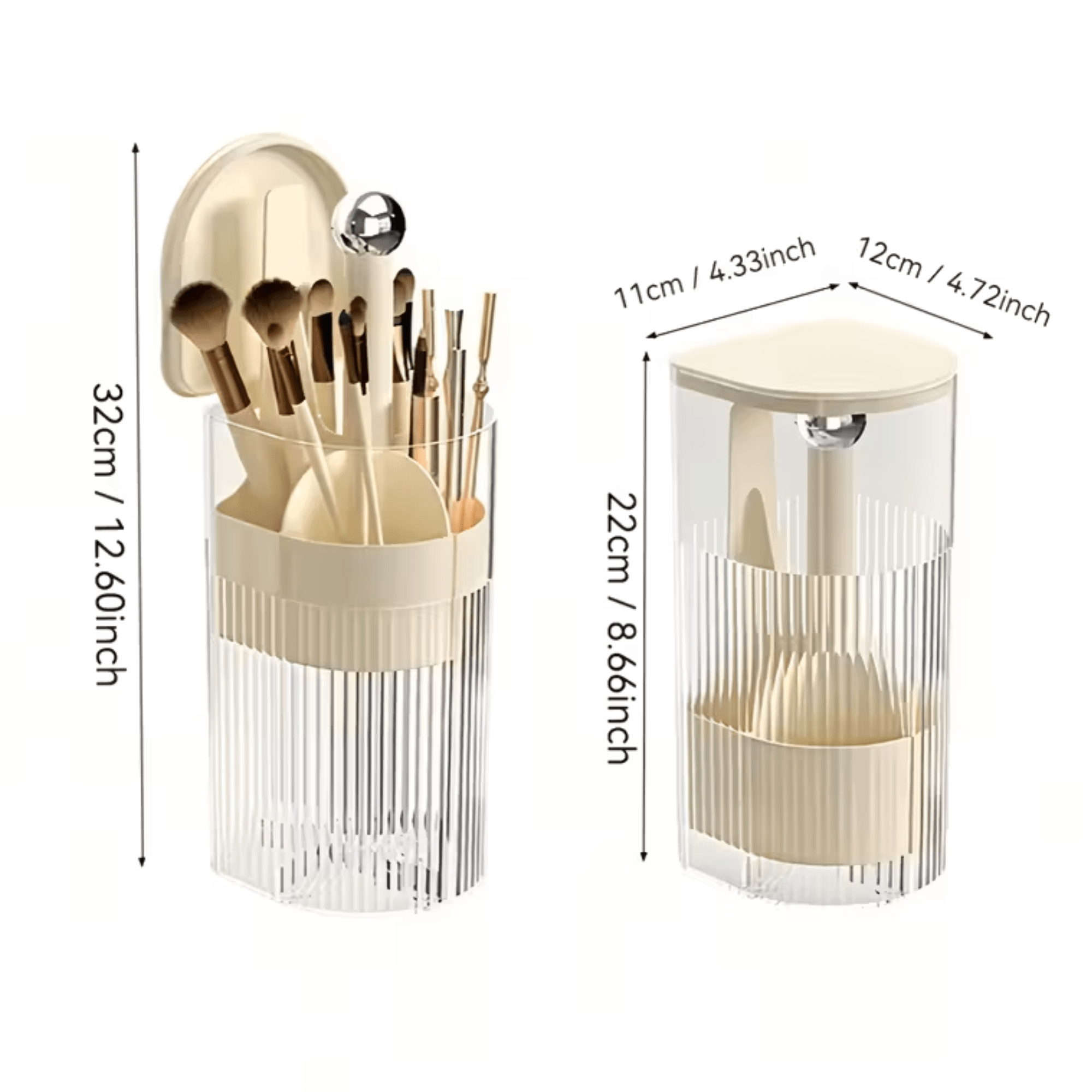 Cosmetic Brush Storage Cylinder with Automatic Lifting Mechanism