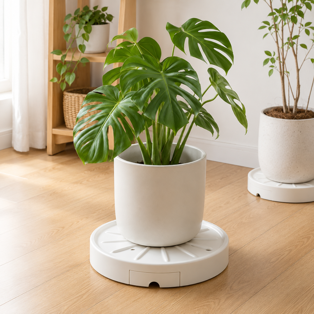 360° Wheeled Plant Pot Tray with Water Drainage Base