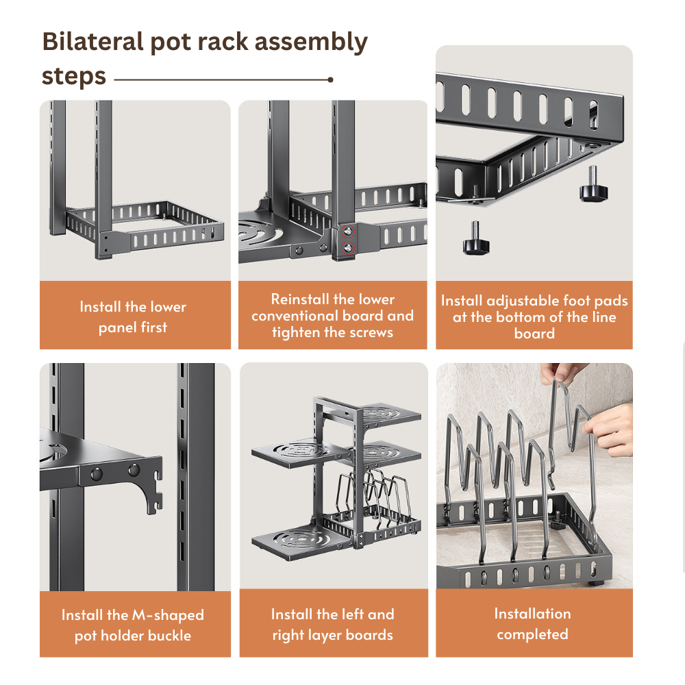 Adjustable 7-Tier Heavy-Duty Pot and Pan Organizer Rack