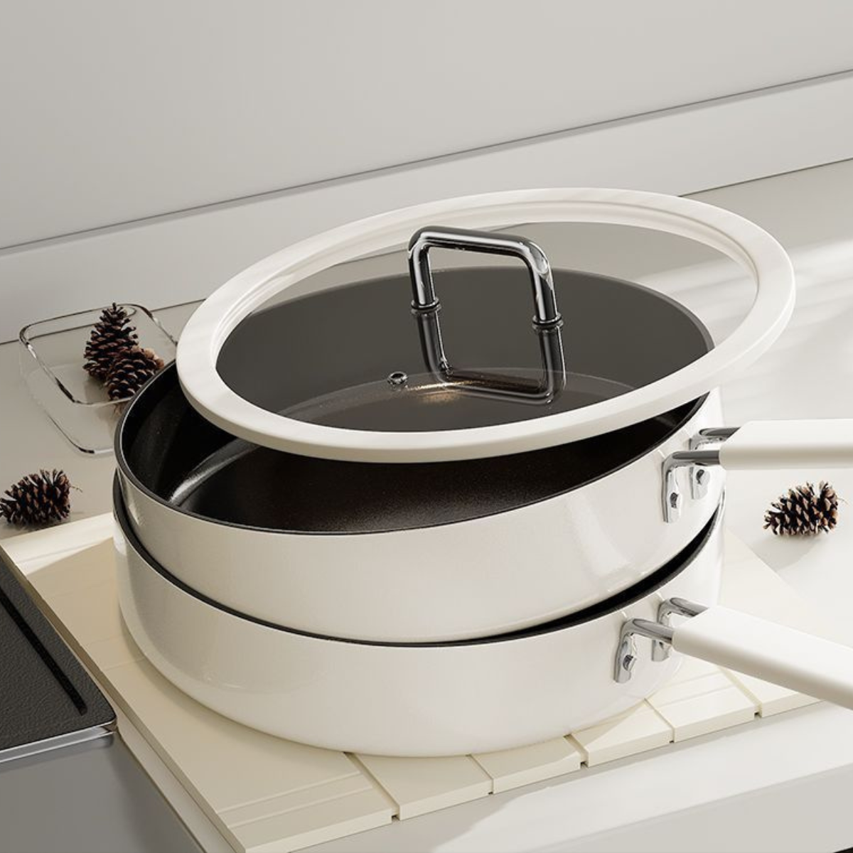 Ceramic Non-Stick Frying Pan with Lid(22 cm)