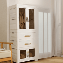 Foldable Storage Wardrobe with 1 Cabinet & 2 Drawers
