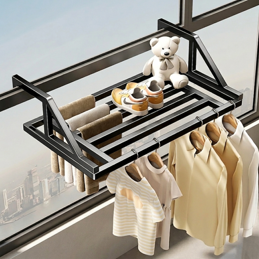 Carbon Steel Balcony Hanging Clothes Drying Rack