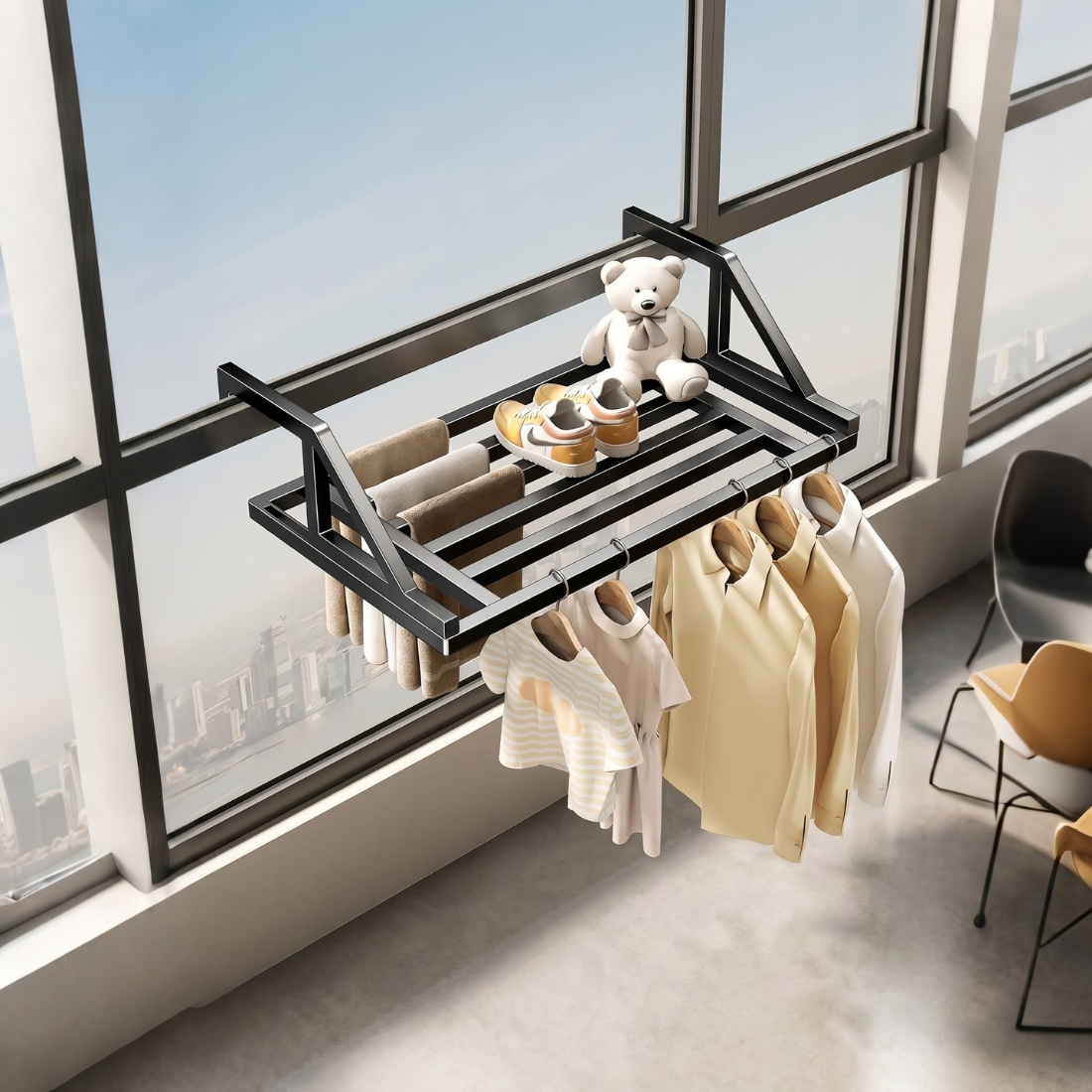 Carbon Steel Balcony Hanging Clothes Drying Rack