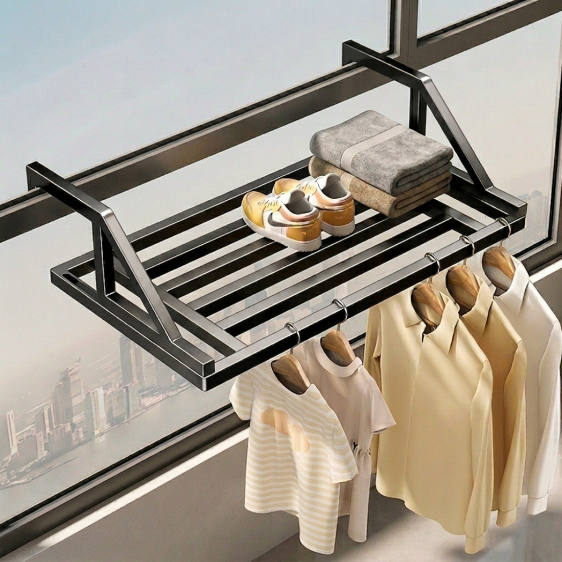 Carbon Steel Balcony Hanging Clothes Drying Rack