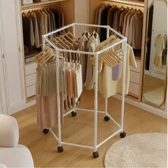 360° Rotating Hexagonal Carbon Steel Hanging Clothes Rack