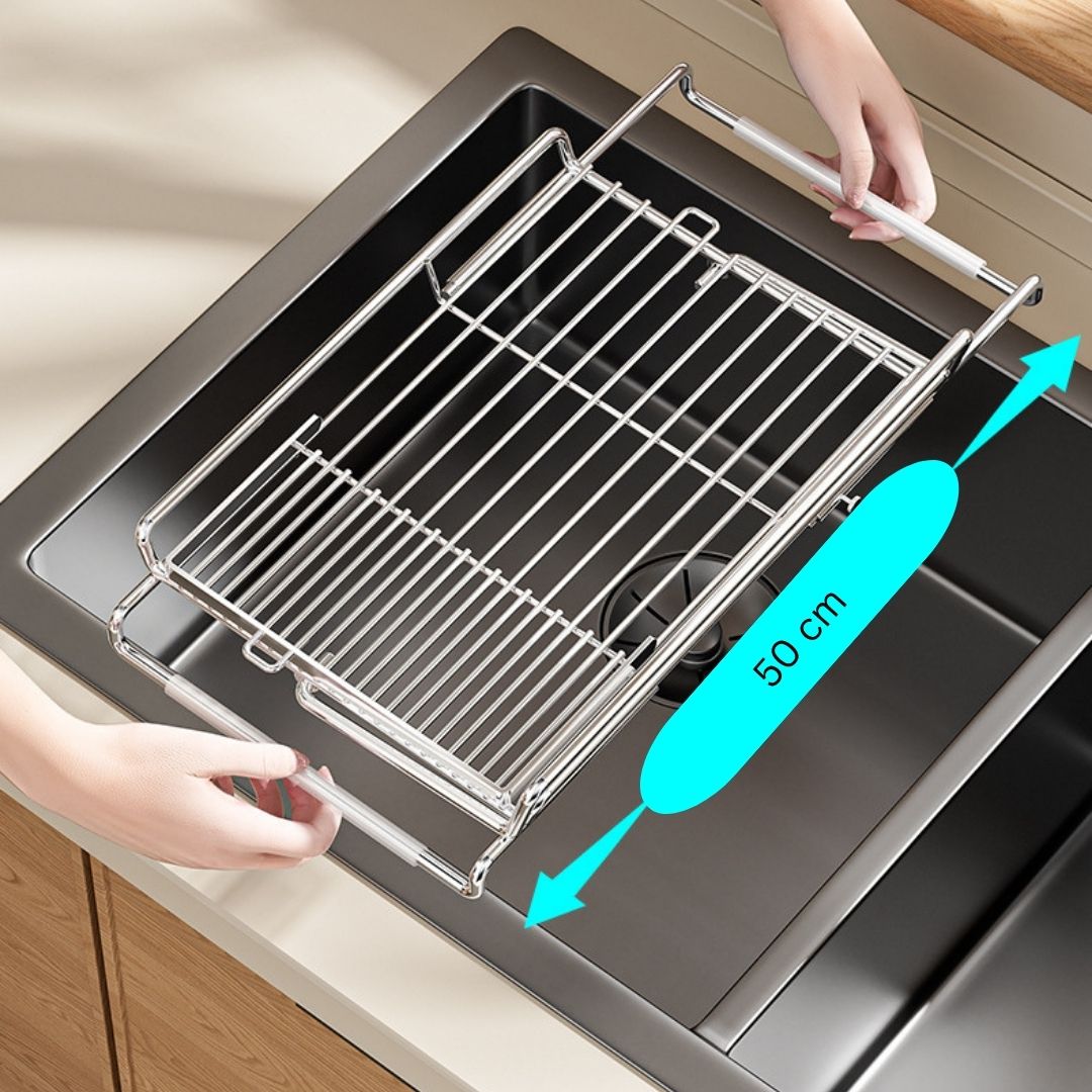 Adjustable Sink Drain Basket Drying Rack