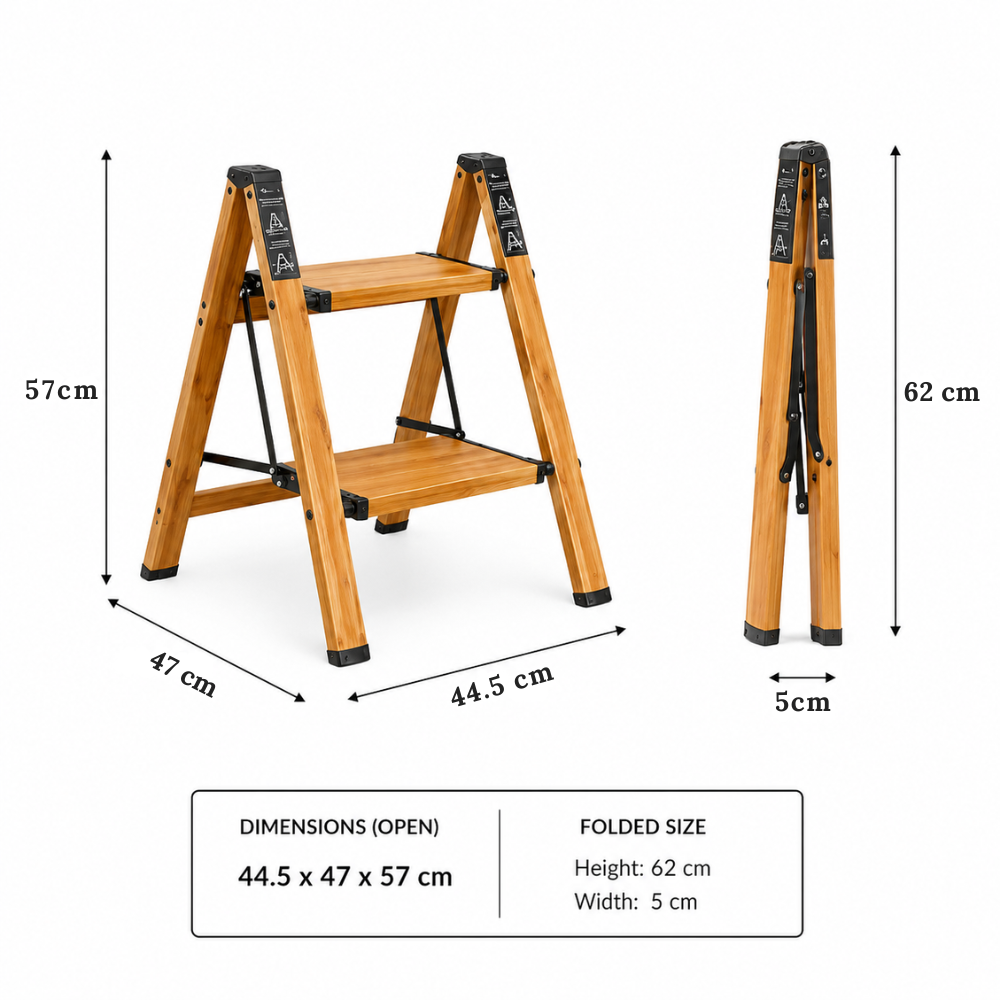 Foldable Multi-Step Ladder with Anti-Slip Wide Steps