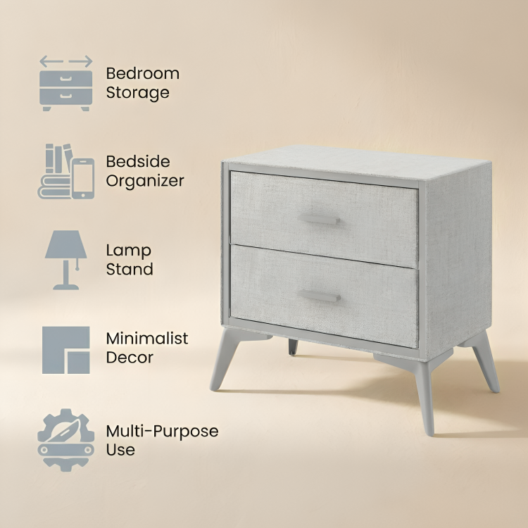 Bedside Cabinet with 2-Oxford Storage Drawers