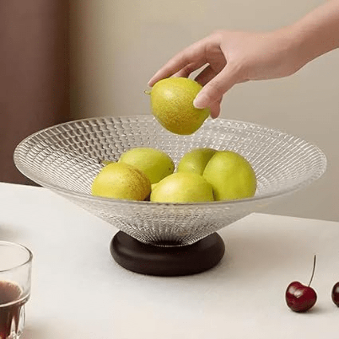 Elegant Large Crystal Glass Bowl for Snacks and Fruit Display (25cm)