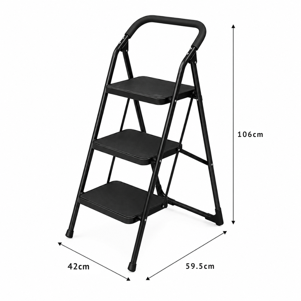 Folding Steel Step Stool with Anti-Slip Pedals