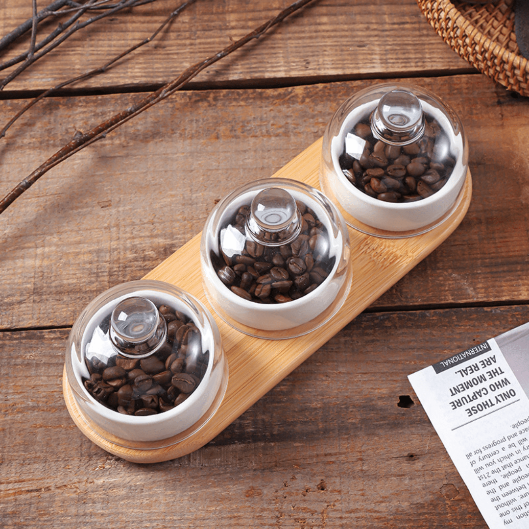 Elegant Ceramic Bowl Set with Glass Lid and Bamboo Tray