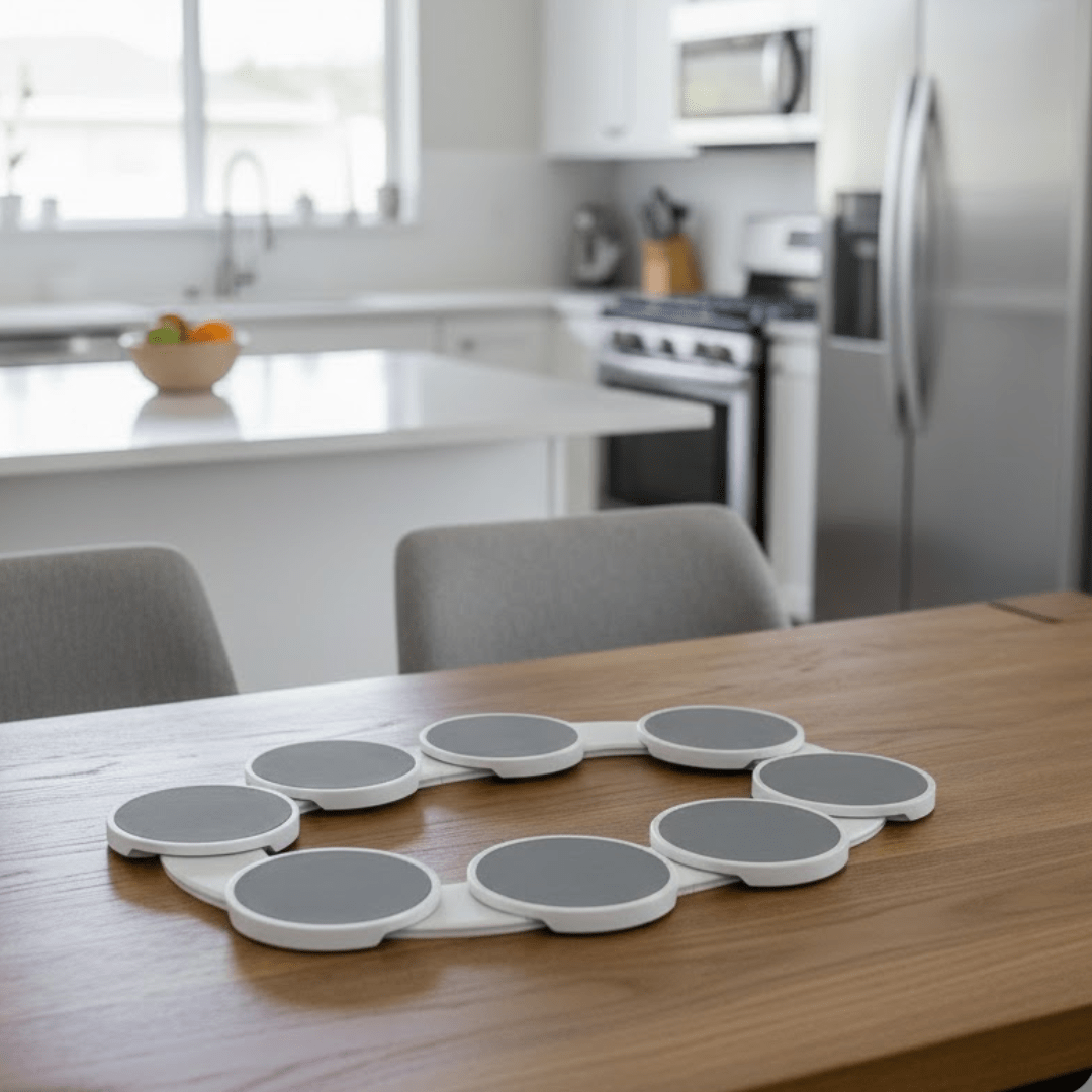 360° Rotating Dining Table Serving Tray with Sliding Rail