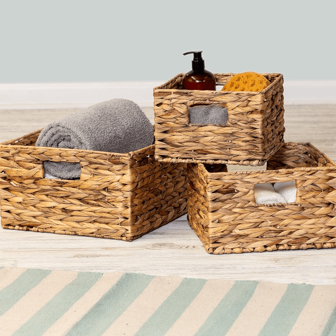 Eco-Friendly Hyacinth Storage Baskets Set of 3