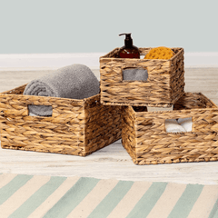 Eco-Friendly Hyacinth Storage Baskets Set of 3