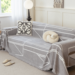 Geometric Print Light Grey Elegance Chenille Sofa Cover