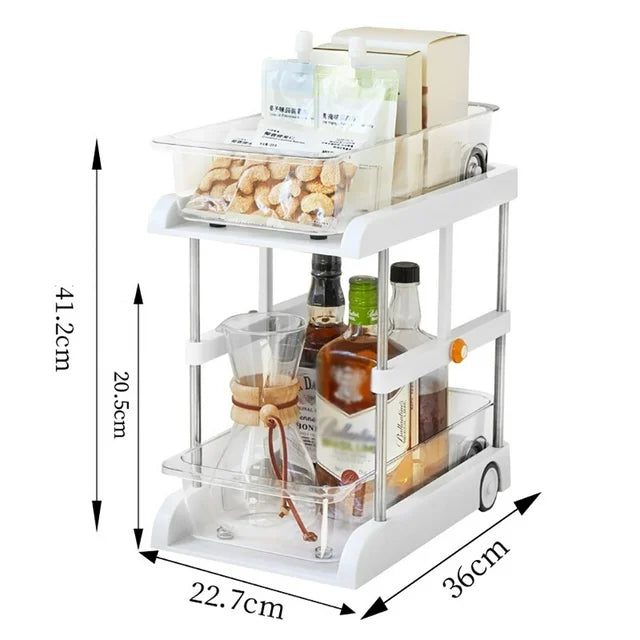2-Tier Pull-Out Sliding Adjustable Height Storage Organizer