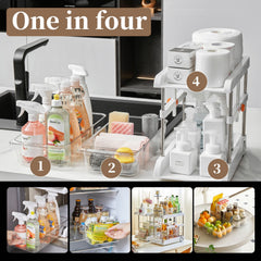 2-Tier Pull-Out Sliding Adjustable Height Storage Organizer
